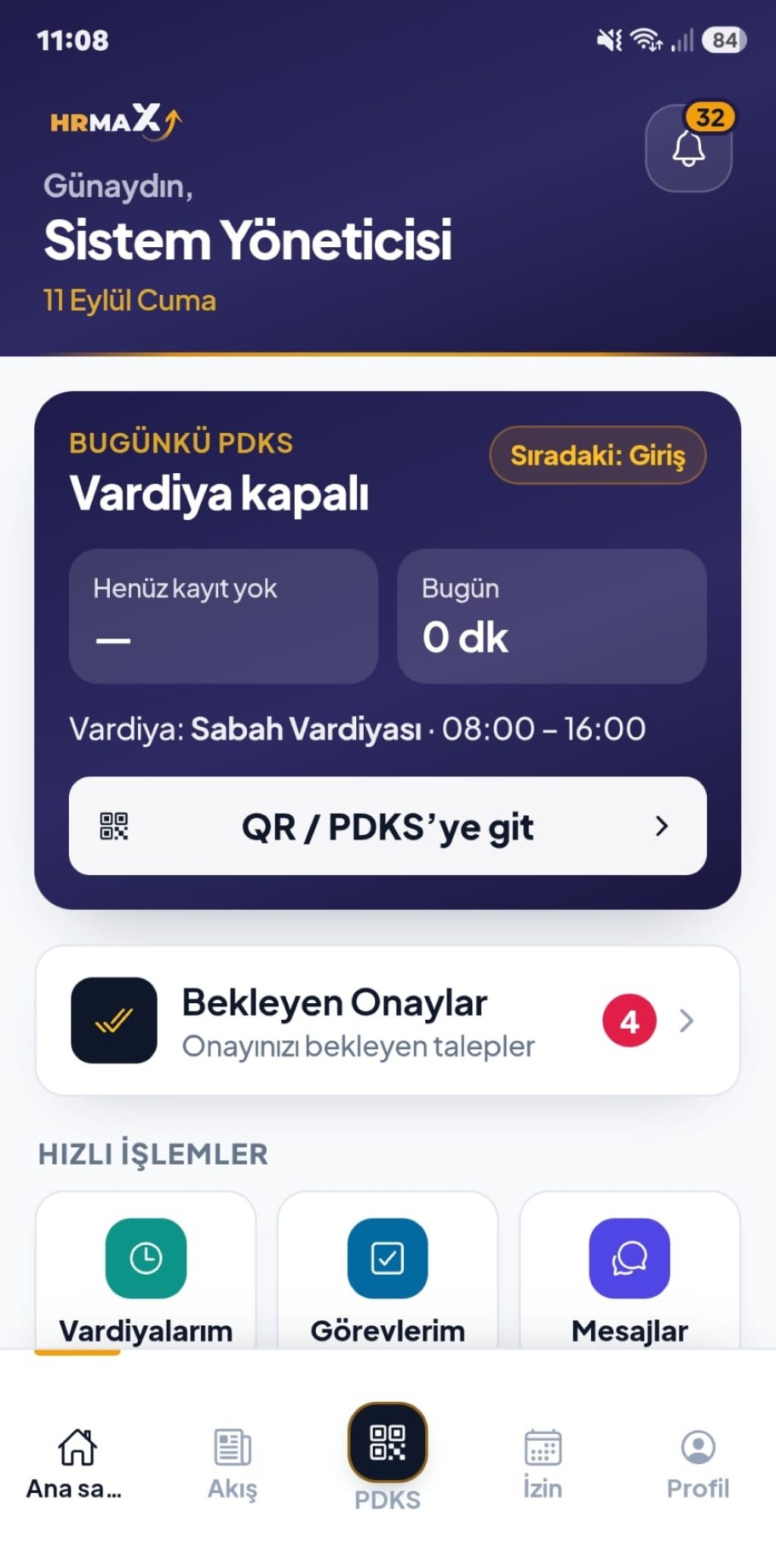 HRMAX mobil uygulama ana ekranı